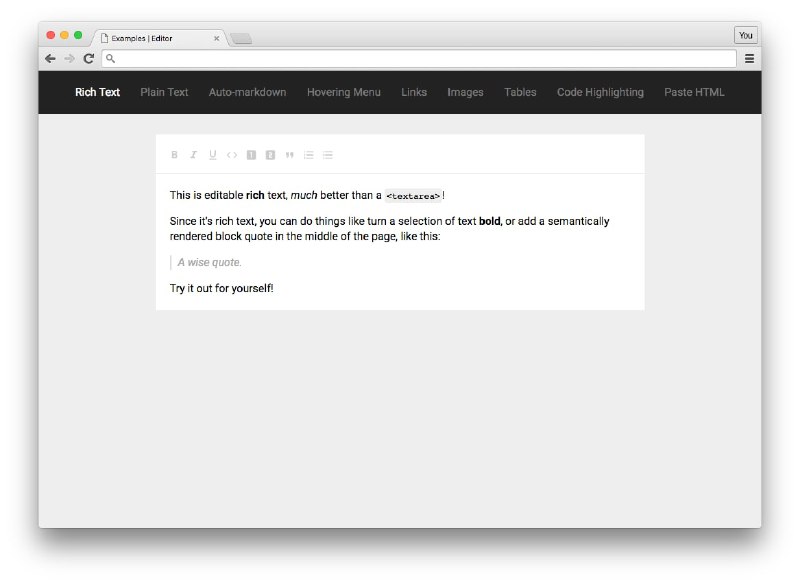 Slate -一个用于构建富 #文本编辑器 的完全可定制的 #框架Slate 可让你构建丰富、直观的编辑器，如 Medium、Dropbox Paper 或 Google Docs 中的编辑器（这些编辑器正在成为网络应用程序的桌面），而你的代码库不会陷入复杂性