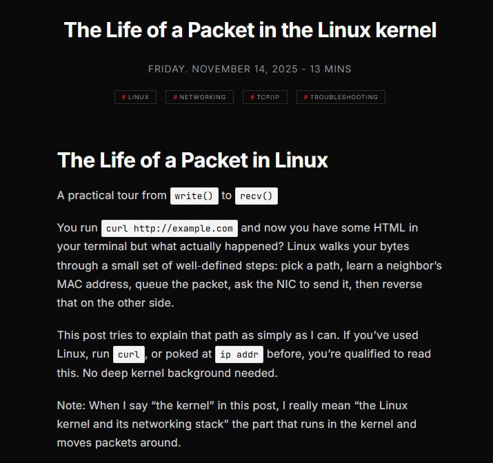 The Life of a Packet in the Linux kernel