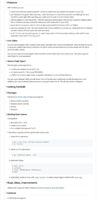 FontEdit (github)一个桌面应用程序，用于为嵌入式系统显示器开发 #字体FontEdit (github)一个桌面应用程序，用于为嵌入式系统显示器开发 #字体