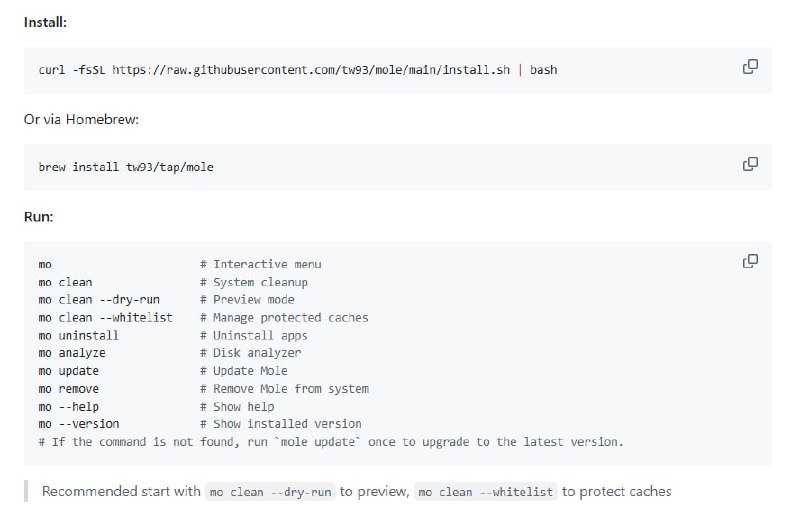 Mole 是一个轻量级终端工具，能快速帮你释放上百GB空间，功能强大且零冗余