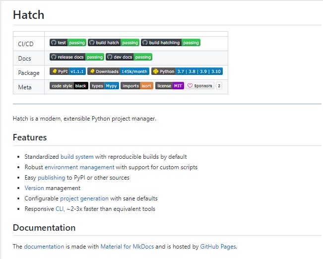 Hatch 1.0.0 - 现代、可扩展的 Python 项目管理特征