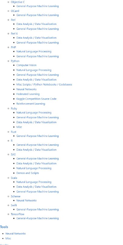 Awesome Machine Learning #机器学习 #框架 /库/软件大列表可供下载的免费机器学习书籍有关专业机器学习的活动在线提供的（大部分）免费机器学习课程数据科学和机器学习的博客和新闻通讯列表如需免费参加聚会和当地活动的列表Awesome Machine Learning #机器学习 #框架 /库/软件大列表可供下载的免费机器学习书籍有关专业机器学习的活动在线提供的（大部分）免费机器学习课程数据科学和机器学习的博客和新闻通讯列表如需免费参加聚会和当地活动的列表
