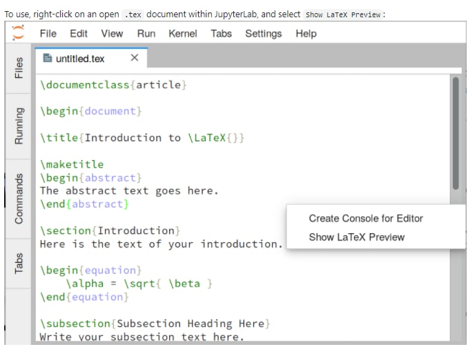 JupyterLab LaTeX 一个JupyterLab的扩展 #插件 ，允许实时编辑LaTeX文档