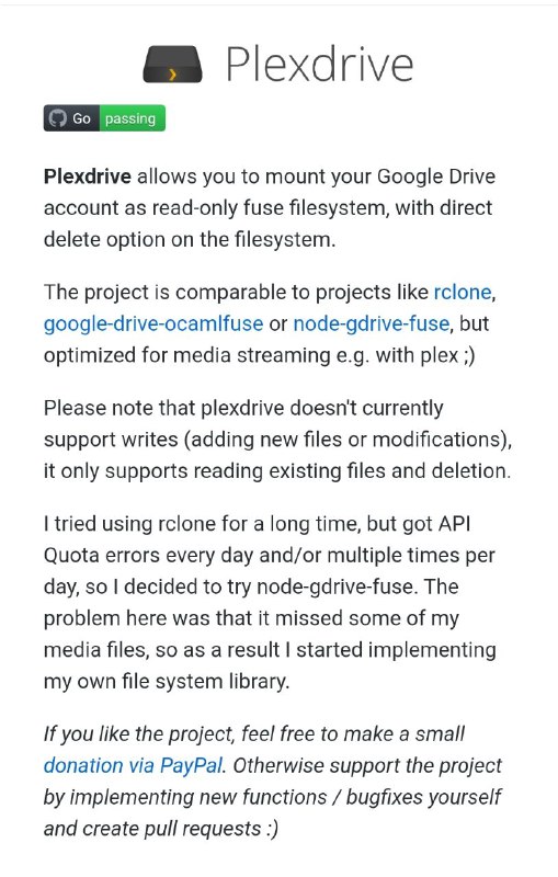 Plexdrive可以挂载你的Google Drive FUSE文件系统（为媒体播放而优化）