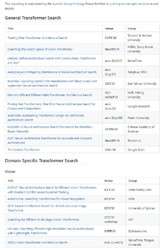 Transformer架构搜索相关资源Transformer架构搜索相关资源