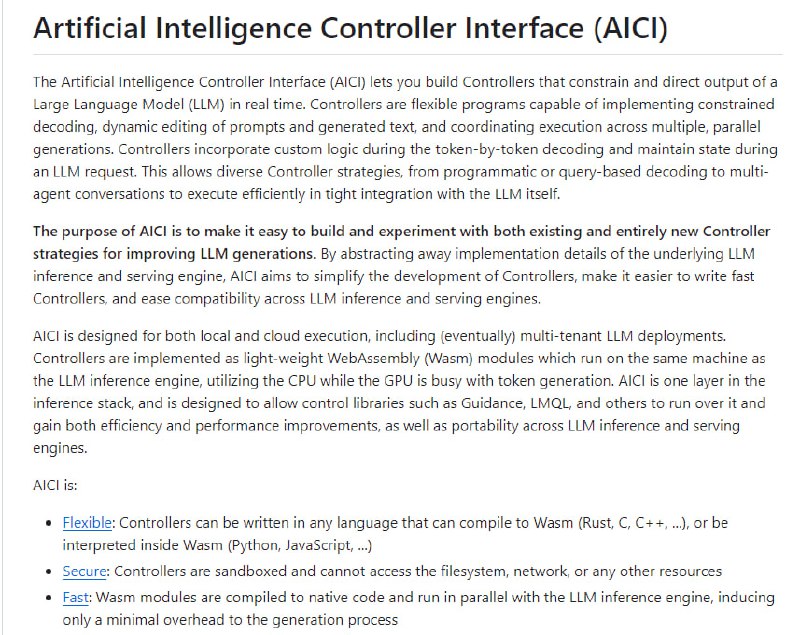 Artificial Intelligence Controller Interface (AICI)