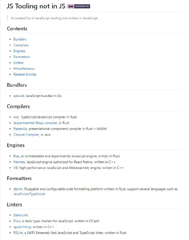 非JavaScript编写的JavaScript工具的精选列表