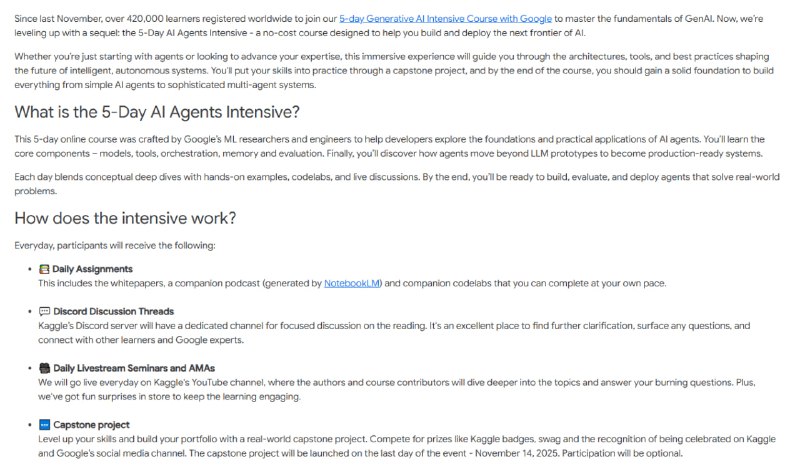 Join the 5-Day AI Agents Intensive Course with Google