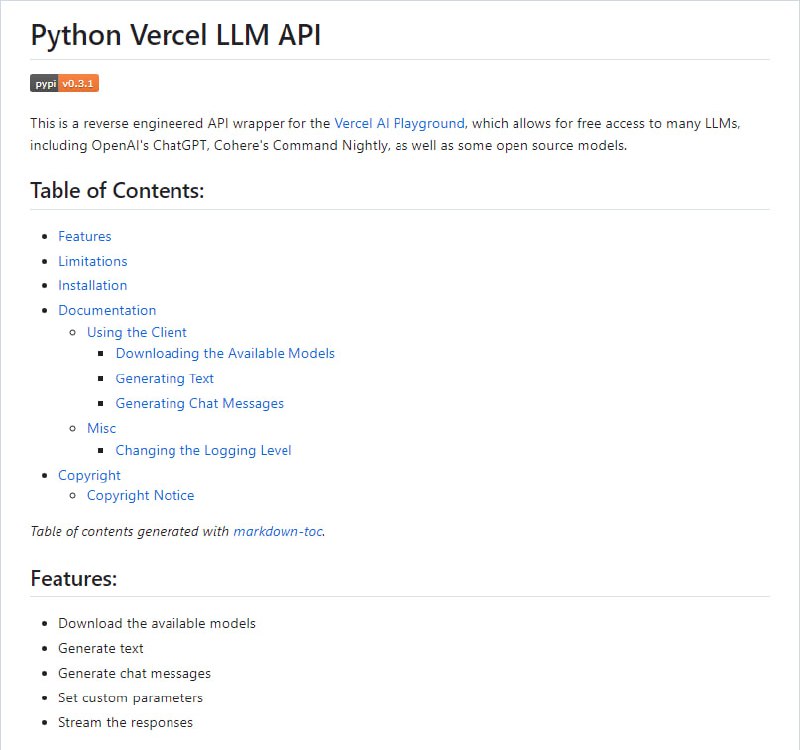 Python Vercel LLM API