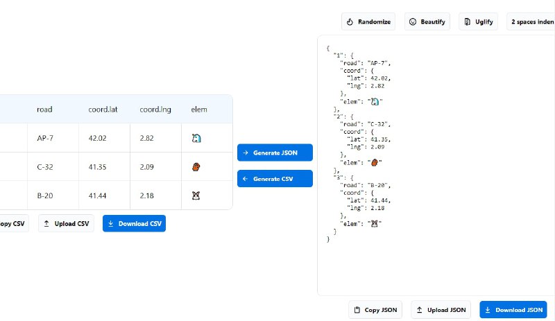 jsonmatic CSV⇋JSON #工具