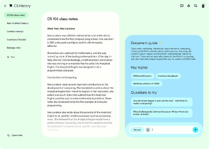 Google Labs推出一款名为NotebookLM的AI笔记本产品，这是一种全新的笔记工具