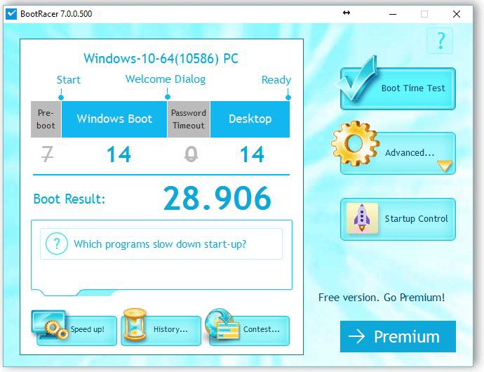 BootRacer Premium 是一款可以让你控制系统启动程序的工具，系统里软件安装多了占用了更多的启动项，自然启动起来就更慢了，而通过设置启动软件，可以达到为系统启动提速的目的