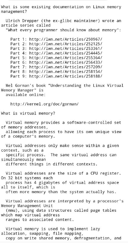 Linux memory management FAQ #Linux 内存管理常见问题解答