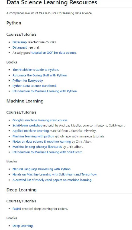 Data Science Learning Resources     #数据科学 学习资源大列表