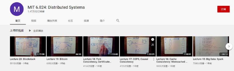 麻省理工学院视频课程MIT 6.824