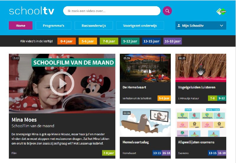 SchoolTV 是一家集合了超过2000种高画质影像教学材料，提供给老师和学生免费使用，根据年龄段对视频进行分类