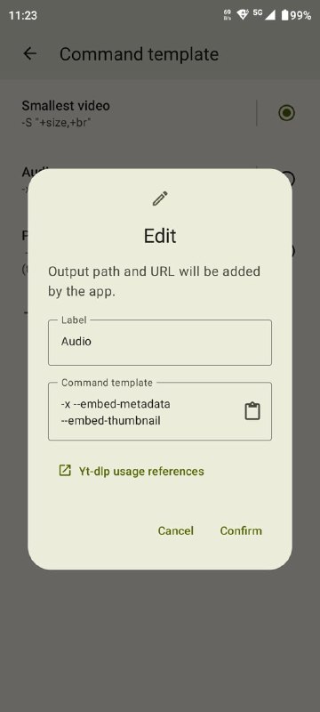 一个开源的 Material You 风格的视频下载软件，可以从开源项目 yt-dlp 所支持的数千个视频平台下载视频与音频，使用 Jetpack Compose 进行开发功能特色📌从 yt-dlp 所支持的数千个视频平台下载视频与音频📌提取媒体元数据与专辑封面，调用 mutagen 嵌入到提取的音频文件中📌播放列表下载支持📌内嵌字幕于视频文件中📌执行自定义的 yt-dlp 命令模板📌管理应用内下载与自定义命令模板📌使用简单、用户友好📌遵循 Material Design 3 设计规范，实现了 动态色彩 主题的应用界面📌MAD
