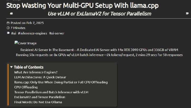 深度解析为何不推荐 Ollama，推荐多 GPU 服务器使用 vLLM 或 ExLlamaV2