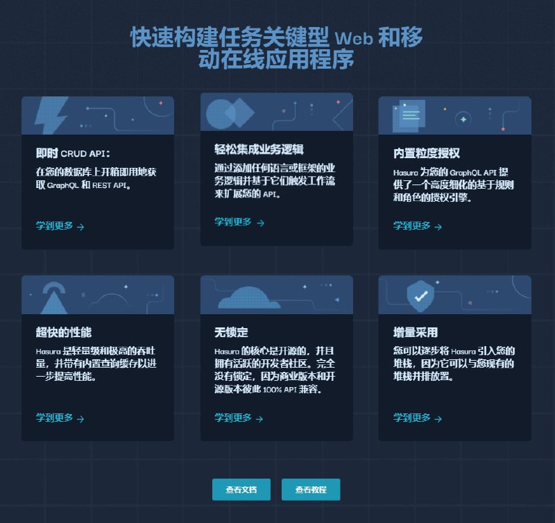 Hasura - Instant GraphQL for all your data ，基于已有数据库，便捷地生成 GraphQL API，解决 Database => Client 中间的所有中间依赖问题Hasura - Instant GraphQL for all your data ，基于已有数据库，便捷地生成 GraphQL API，解决 Database => Client 中间的所有中间依赖问题