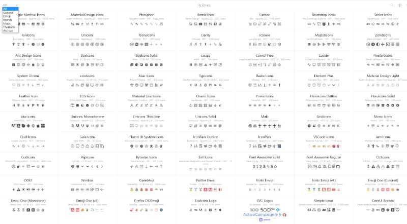 Icônes —— 组件库 #图标 大全该网站整合众多设计系统、组件库的图标，数量超过 3 万个，并且支持深色模式