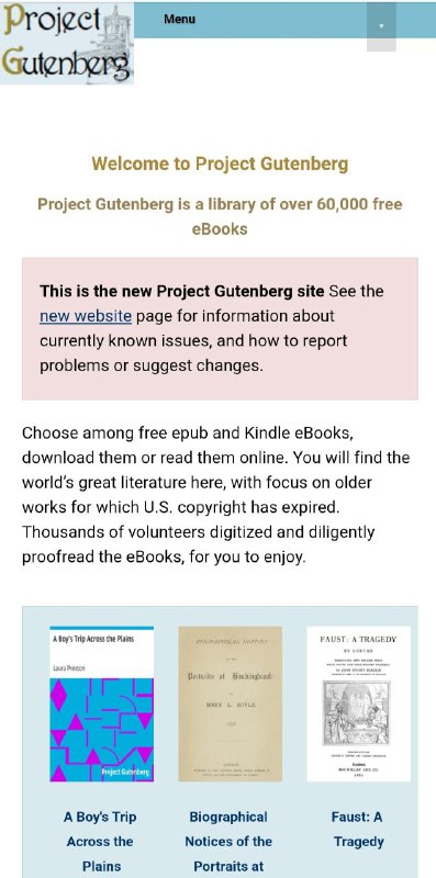 Project Gutenberg，古腾堡免费 #电子书 已超过60000本