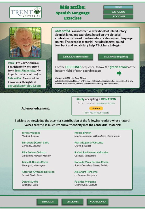 Masarriba 适合 #西语 初学者，丰富的词汇、语法点练习、包含图画、音频等