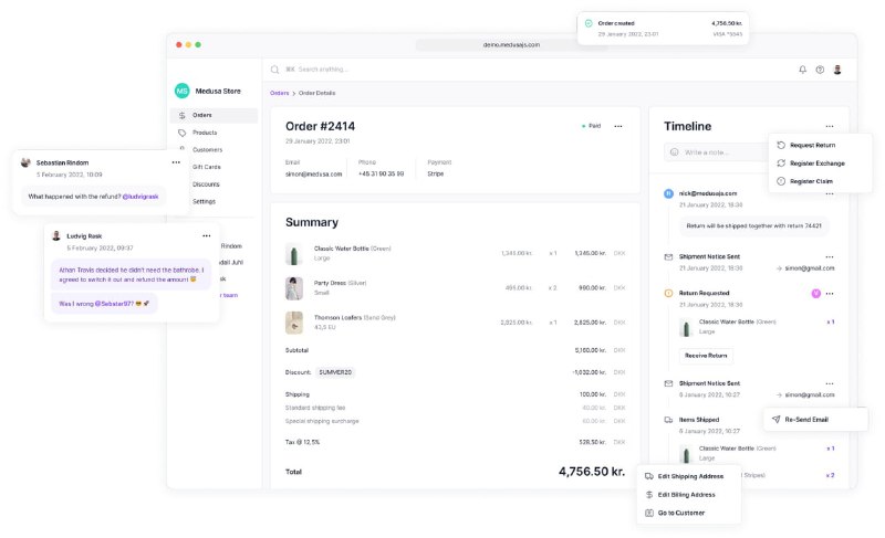 Medusa，GitHub 上一个开源的电商建站平台，可基于各种 UI 组件与 API，用模块拼装的方式，快速搭建个人电商平台