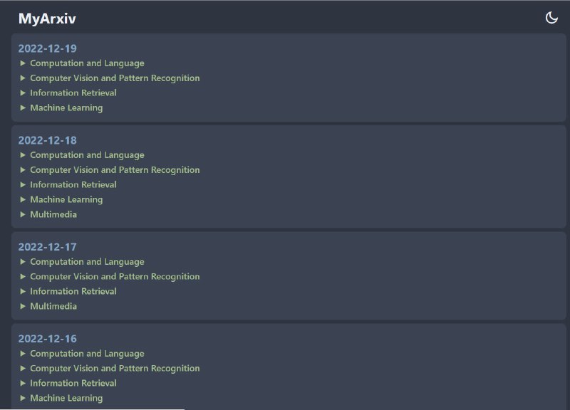 基于Arxiv官方API与Github Actions相关服务，提供Arxiv的定制化服务，使用者可以通过配置相关文件，从Arxiv每日发布的最新研究成果中，实现个性化轻松地阅览属于自己的Arxiv网站基本功能