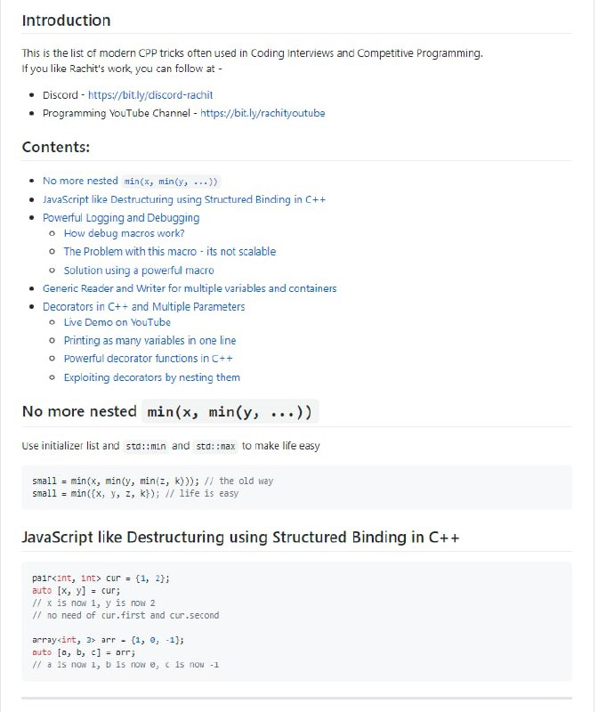 微软前工程师 Rachit Jain 在 GitHub 上开源的一份 C++ 知识库