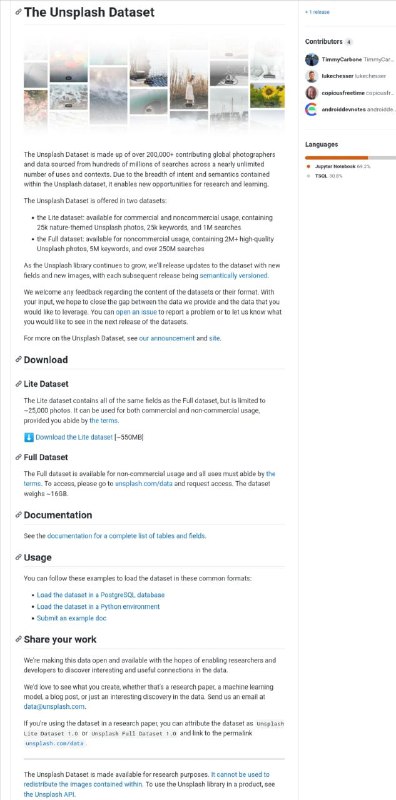 知名照片共享网站 Unsplash 近日开放了他们平台的图片 #数据集 