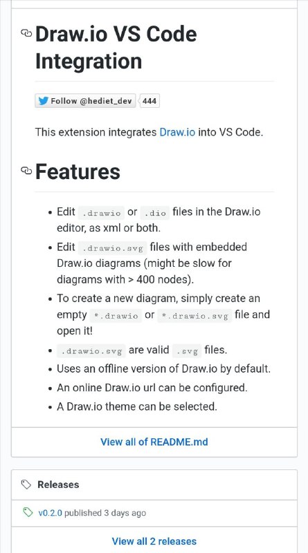 一名来自德国的工程师 Henning Dieterichs 成功将 draw.io 的功能集成进了 VSCode，并打包成了 #插件 供开发者下载使用，让你分分钟用 VSCode 画出完美的流程图、思维导图与 UML 图 入口