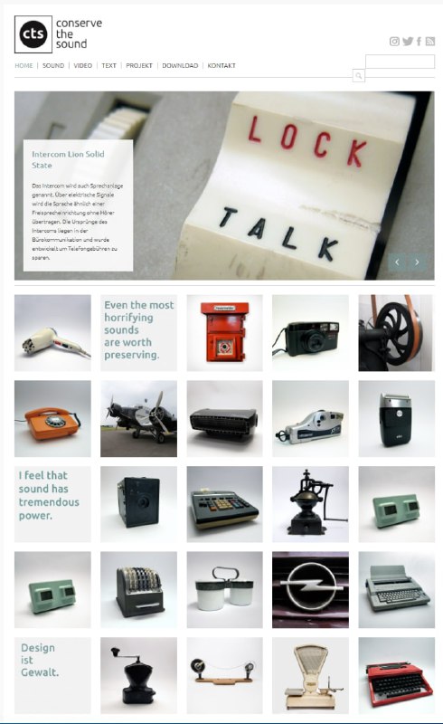 conservethesound 收集了近100年以来一些经典旧物的声音，如老式固定电话的拨号声音、磁带机装卡带的声音、打字机敲键盘的声音、照相机拨交卷然后按快门的声音等等   #素材 #音效