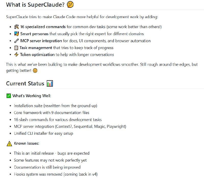 专为开发者优化的 Claude Code 扩展框架，融合专用命令、智能角色与 MCP 服务器，助力高效开发流程